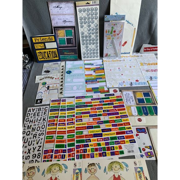 Back To School Scrapbooking Supplies Kit: Stickers Labels & Papers - Picture 9 of 13